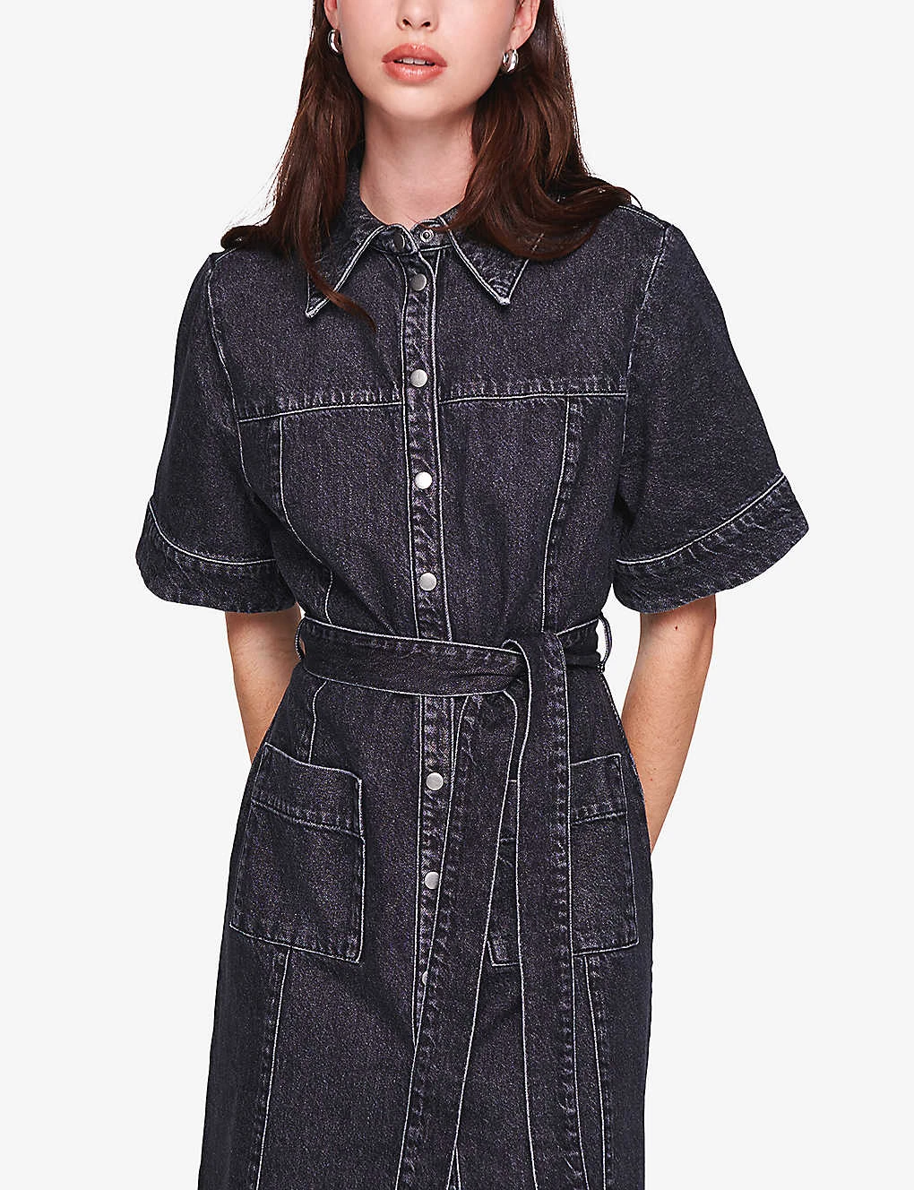 Gitty Self-tie Denim Midi Dress - Image 4