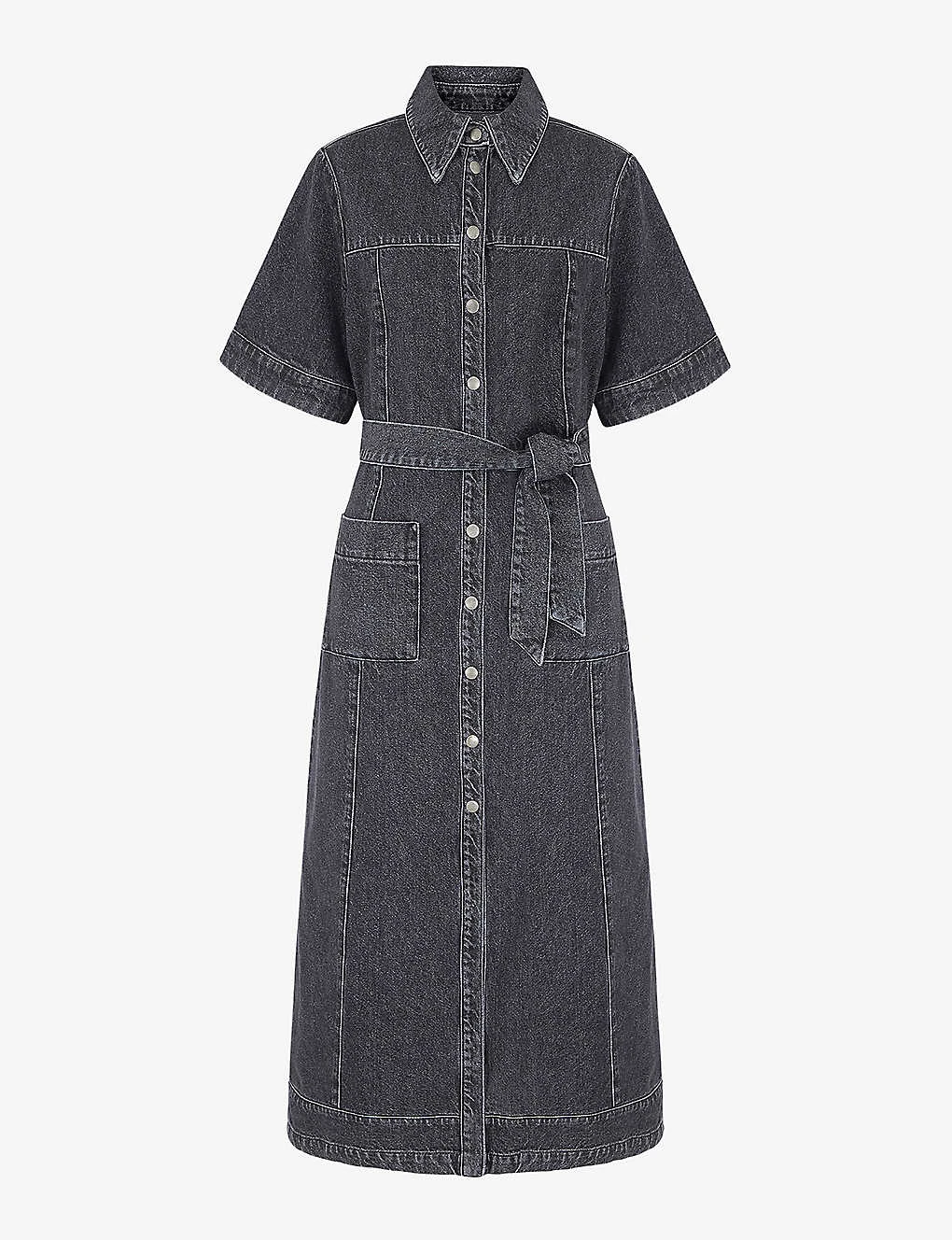 Gitty Self-tie Denim Midi Dress