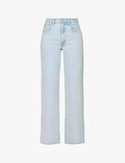 Grace Contrast-stitch Wide-leg Mid-rise Jeans