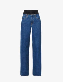 Eva Contrast-waistband Wide-leg Jeans