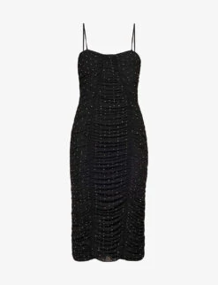 ROTATE Birger Christensen Crystal-embellished Recycled-polyester Midi Dress