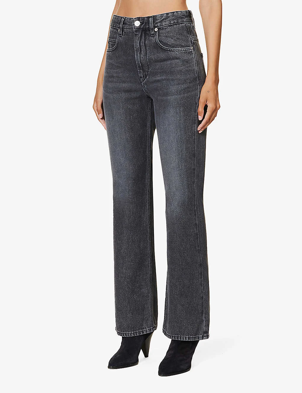 Isabel Marant Etoile Belvira Faded-wash Flared-leg High-rise Woven Jeans - Image 3