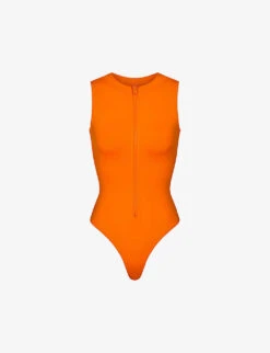 Zipped High-neck Recycled Stretch-nylon Swimsuit