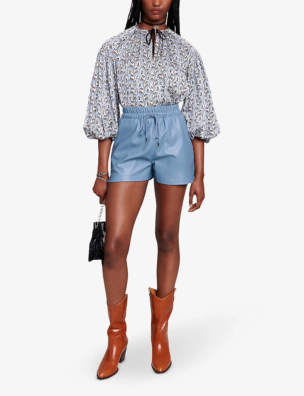 Maje Issma High-rise Faux-leather Shorts - Image 2