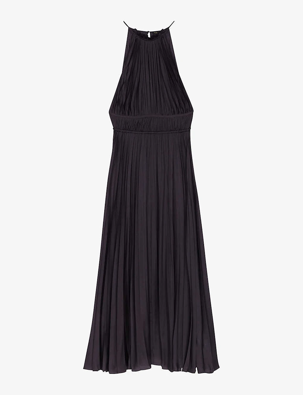 Maje Villy Halter-neck Pleated Satin Maxi Dress - Image 5