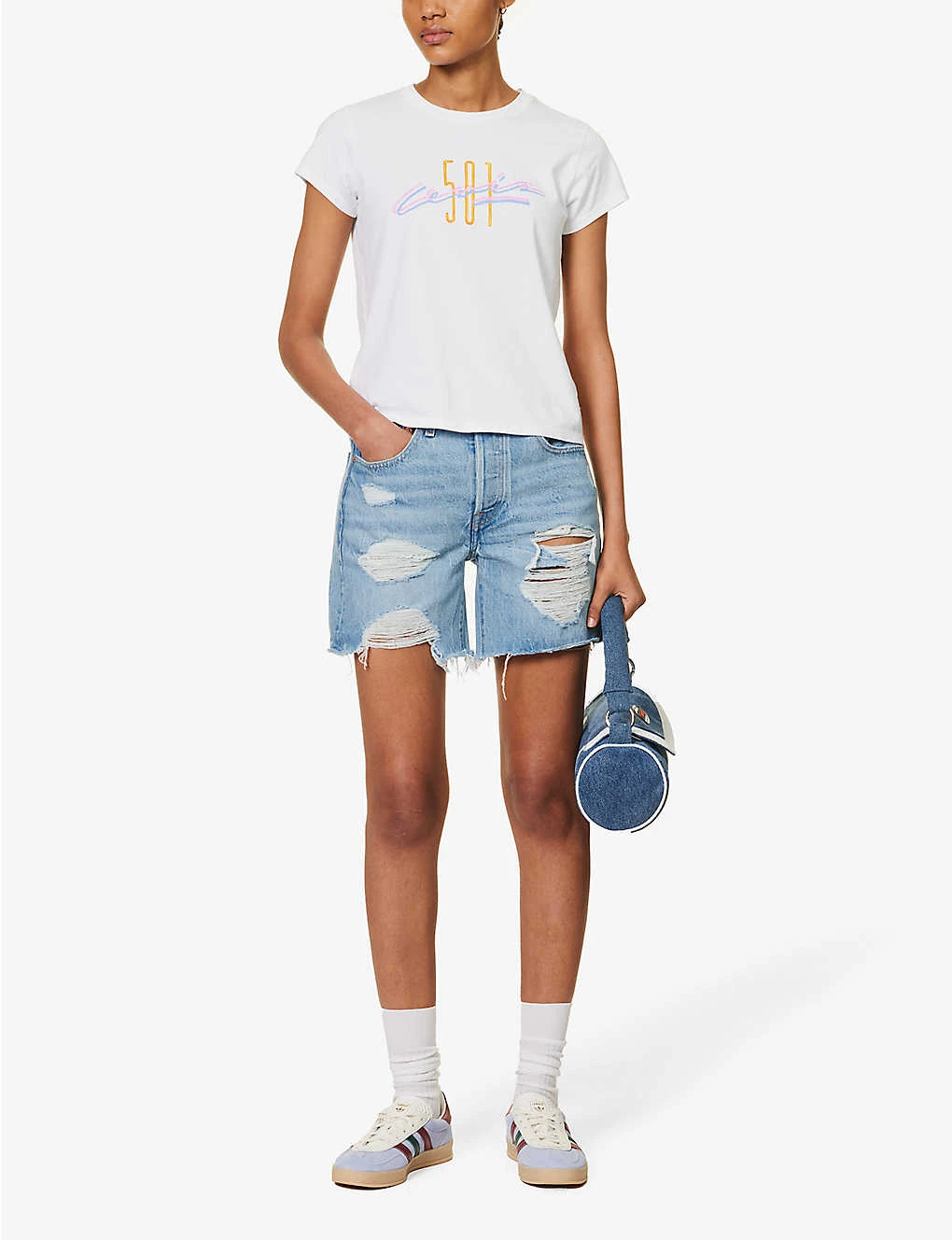 Levis 501 High-rise Distressed Denim Shorts - Image 2