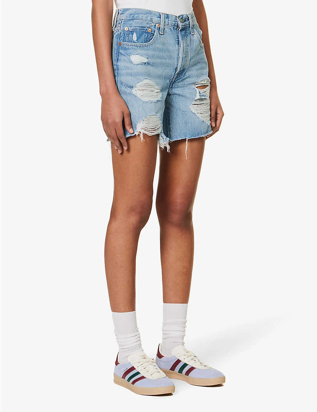 Levis 501 High-rise Distressed Denim Shorts - Image 3