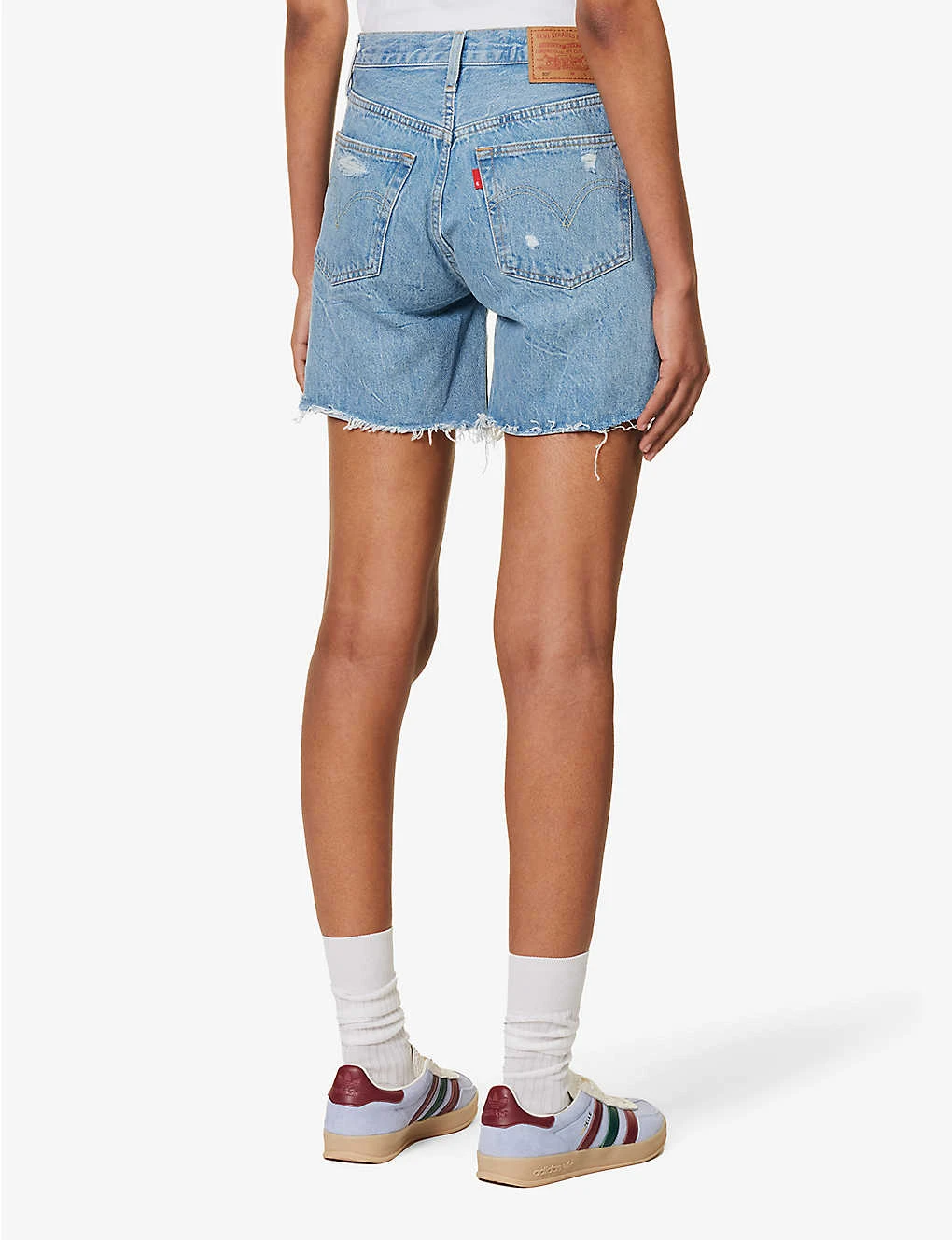 Levis 501 High-rise Distressed Denim Shorts - Image 4