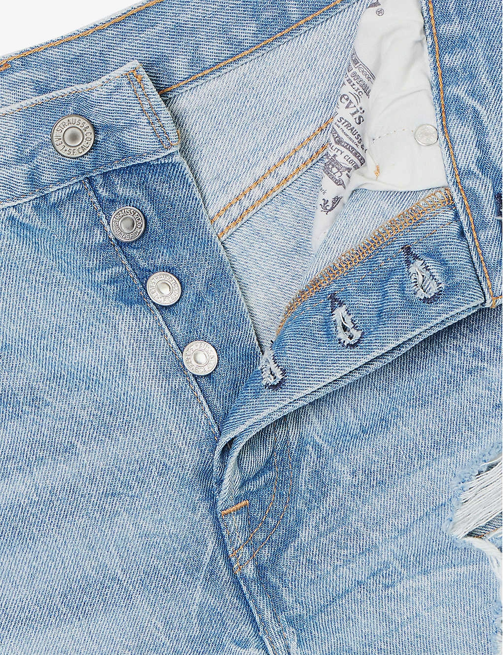 Levis 501 High-rise Distressed Denim Shorts - Image 7