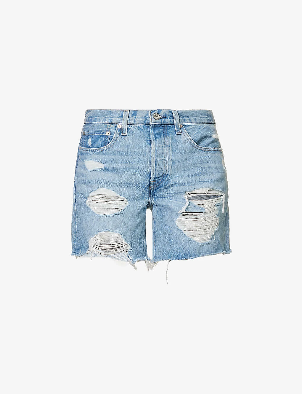 Levis 501 High-rise Distressed Denim Shorts