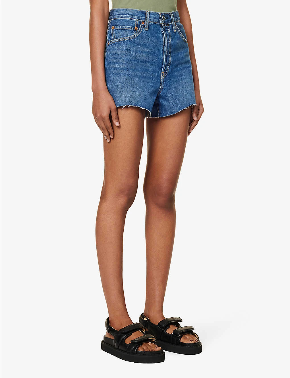 RE/DONE 50s Raw-hem Mid-rise Denim Shorts - Image 3