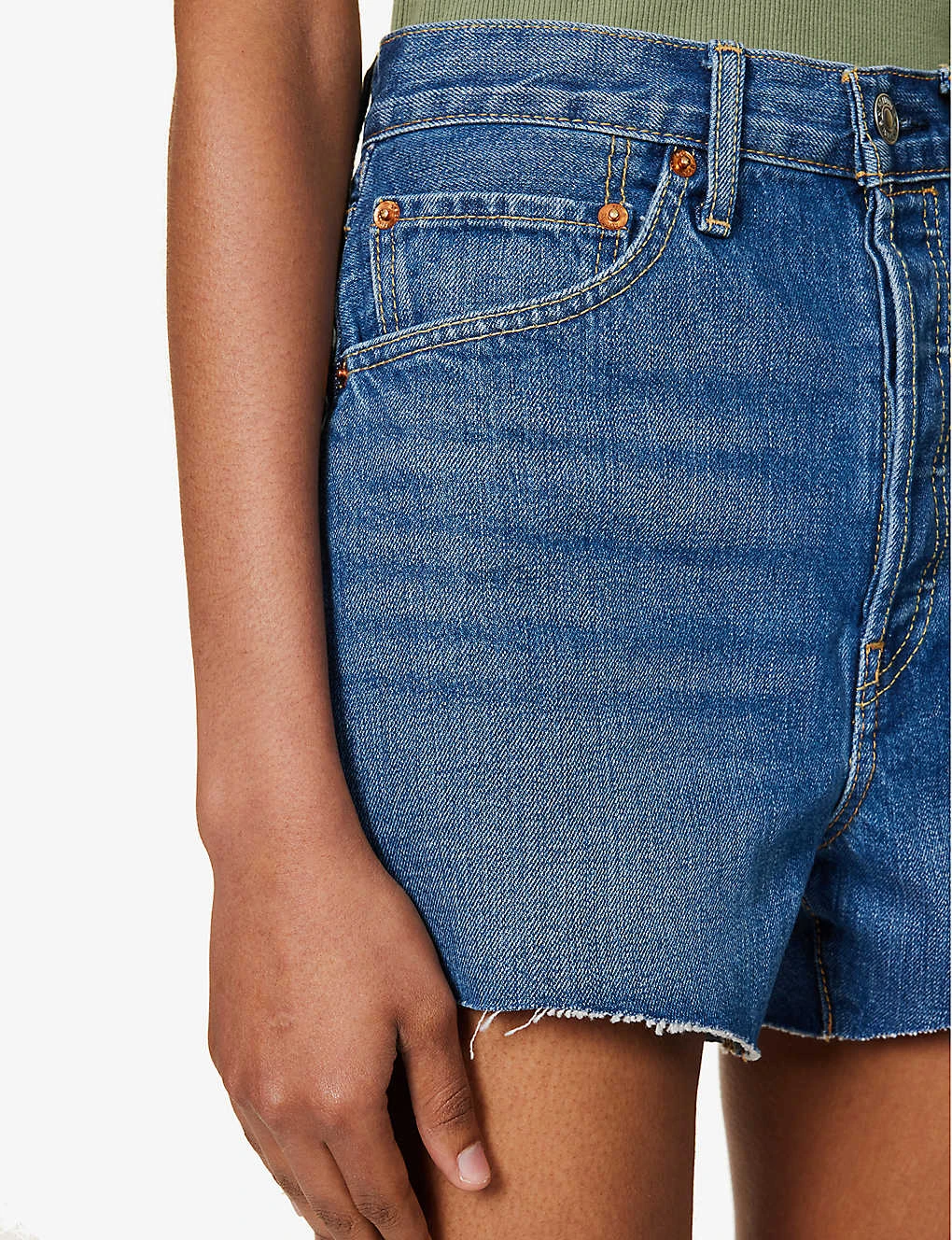 RE/DONE 50s Raw-hem Mid-rise Denim Shorts - Image 5