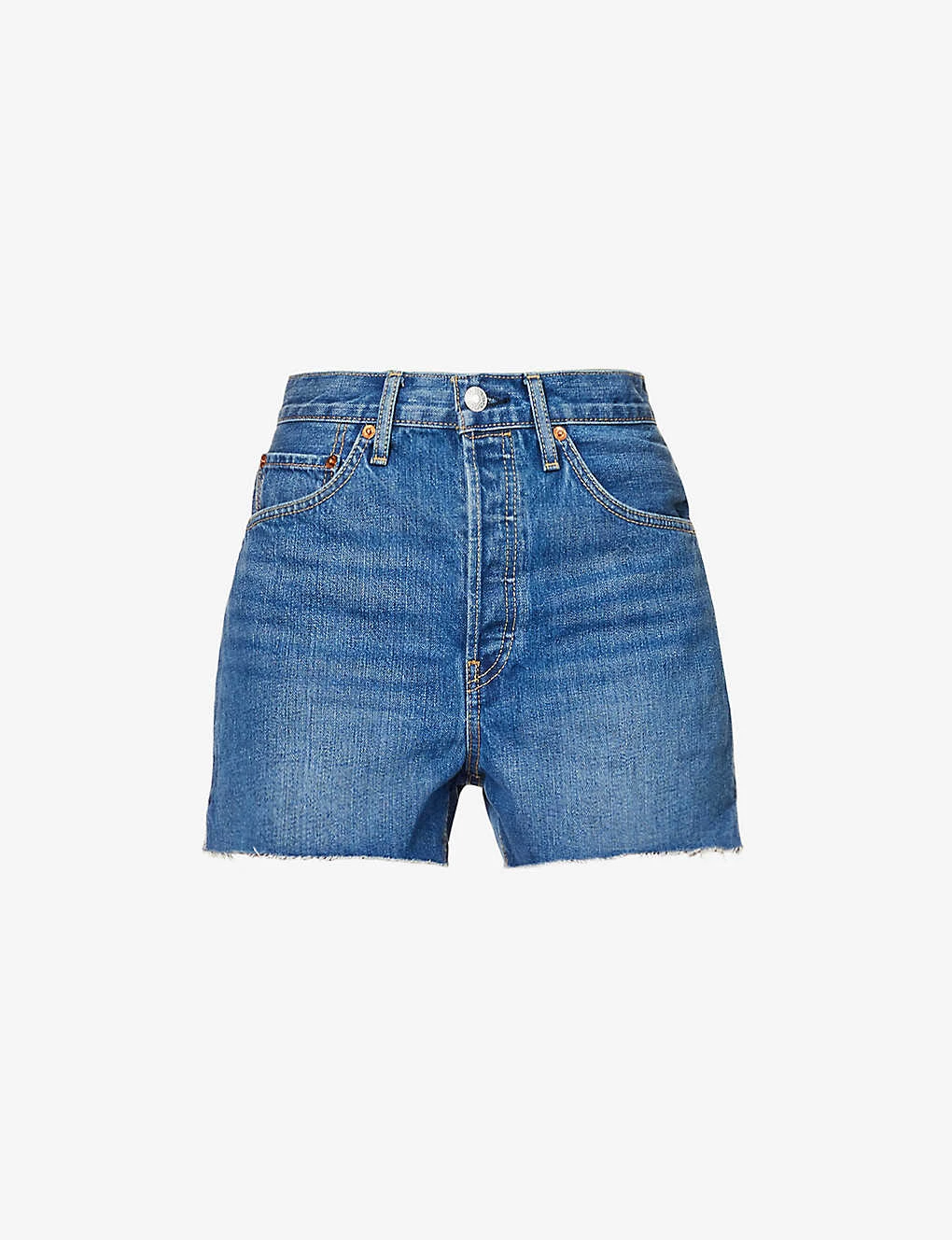RE/DONE 50s Raw-hem Mid-rise Denim Shorts