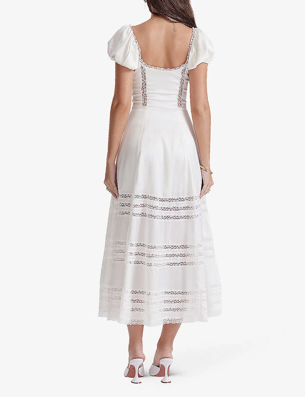 Eviana Bodice-top Lace-embellished Silk Midi Dress - Image 4