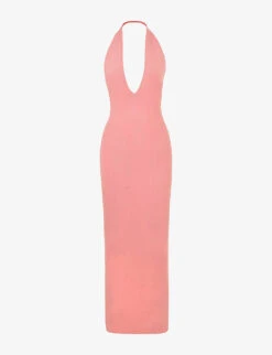 Camelia Plunge-neck Leg-split Stretch-jersey Maxi Dress
