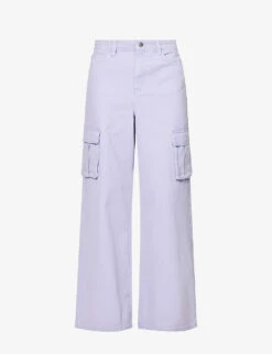 SELF PORTRAIT Cargo-pocket Straight Wide-leg Mid-rise Jeans