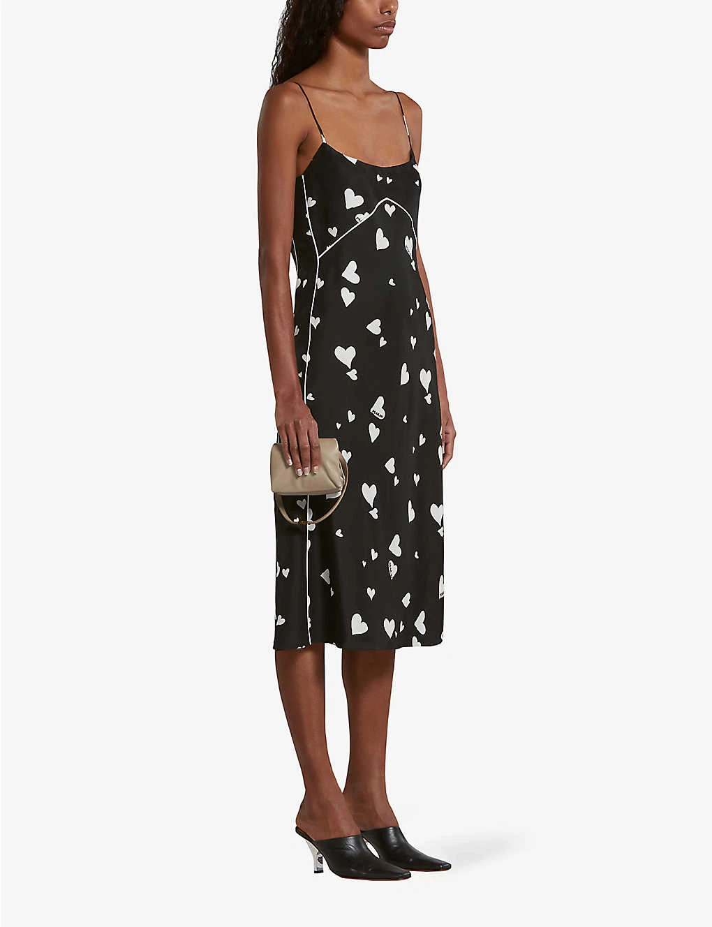 Marni Heart-print Flared-hem Silk Midi Dress - Image 2