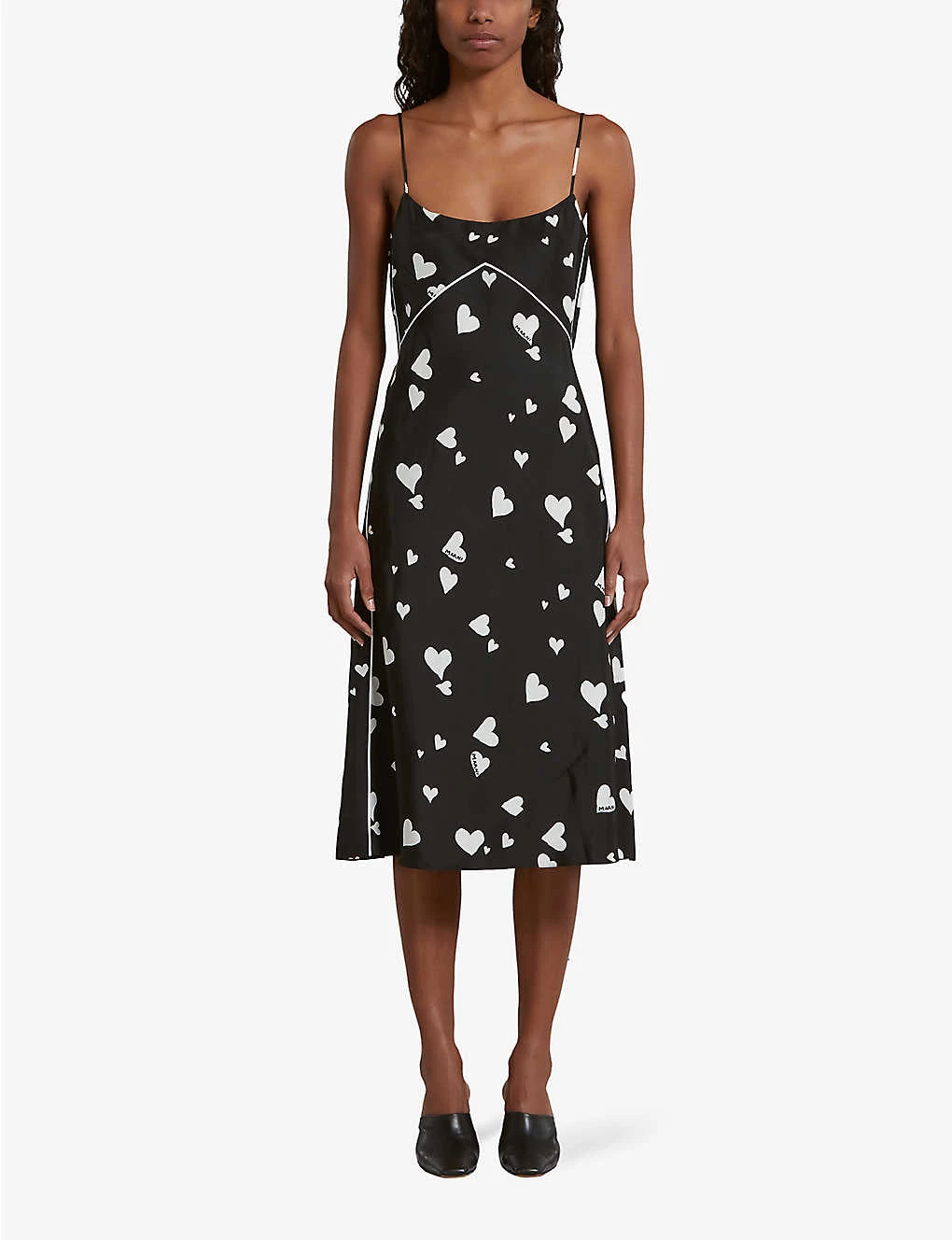 Marni Heart-print Flared-hem Silk Midi Dress - Image 3