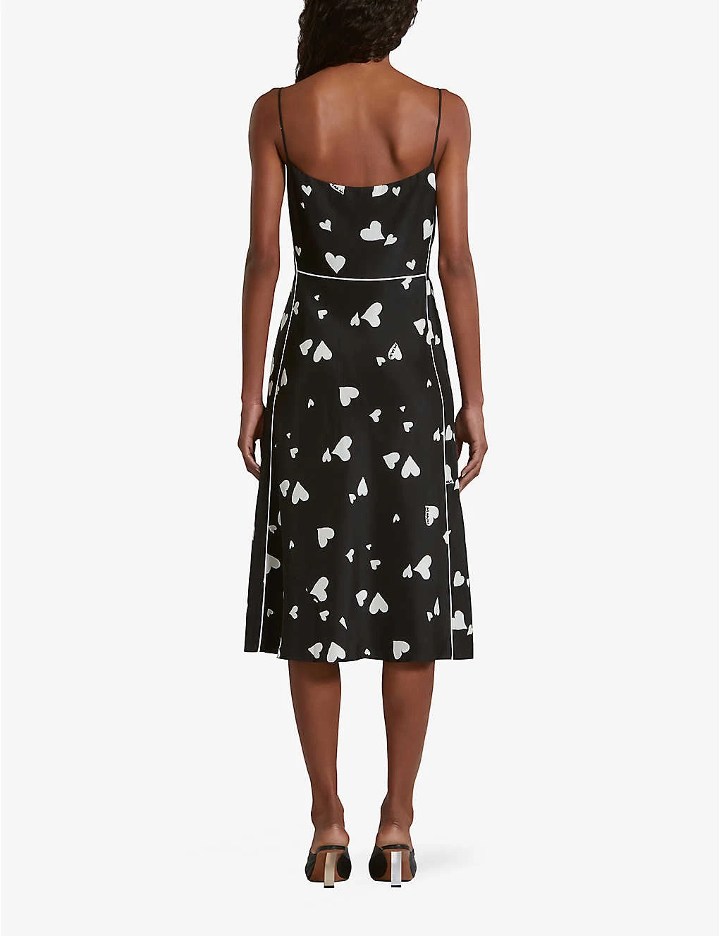 Marni Heart-print Flared-hem Silk Midi Dress - Image 4