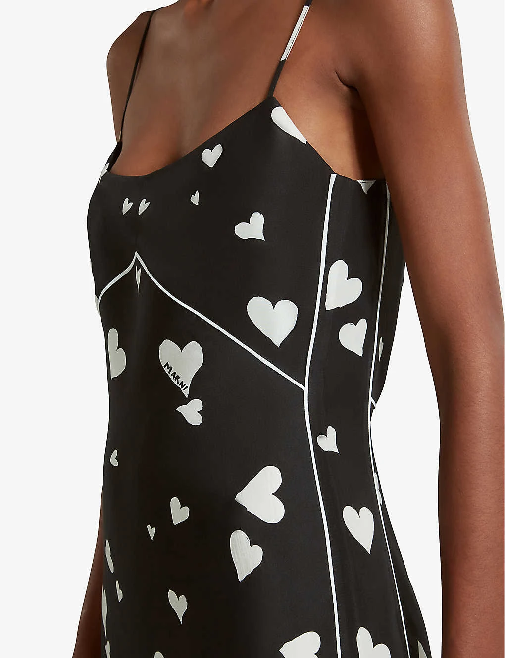 Marni Heart-print Flared-hem Silk Midi Dress - Image 6