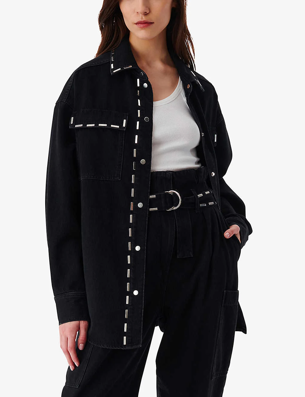 IRO Danil Contrast Top-stitch Denim Shirt - Image 3