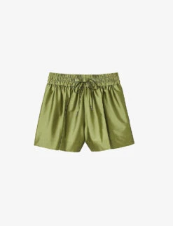 Sandro Egypte Elasticated-waist Wide-leg Satin Shorts