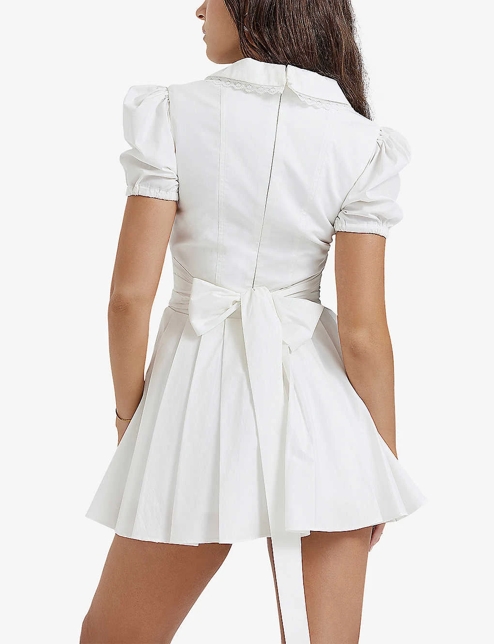 Piera Oversize-collar Puff-sleeve Stretch-cotton Mini Dress - Image 4