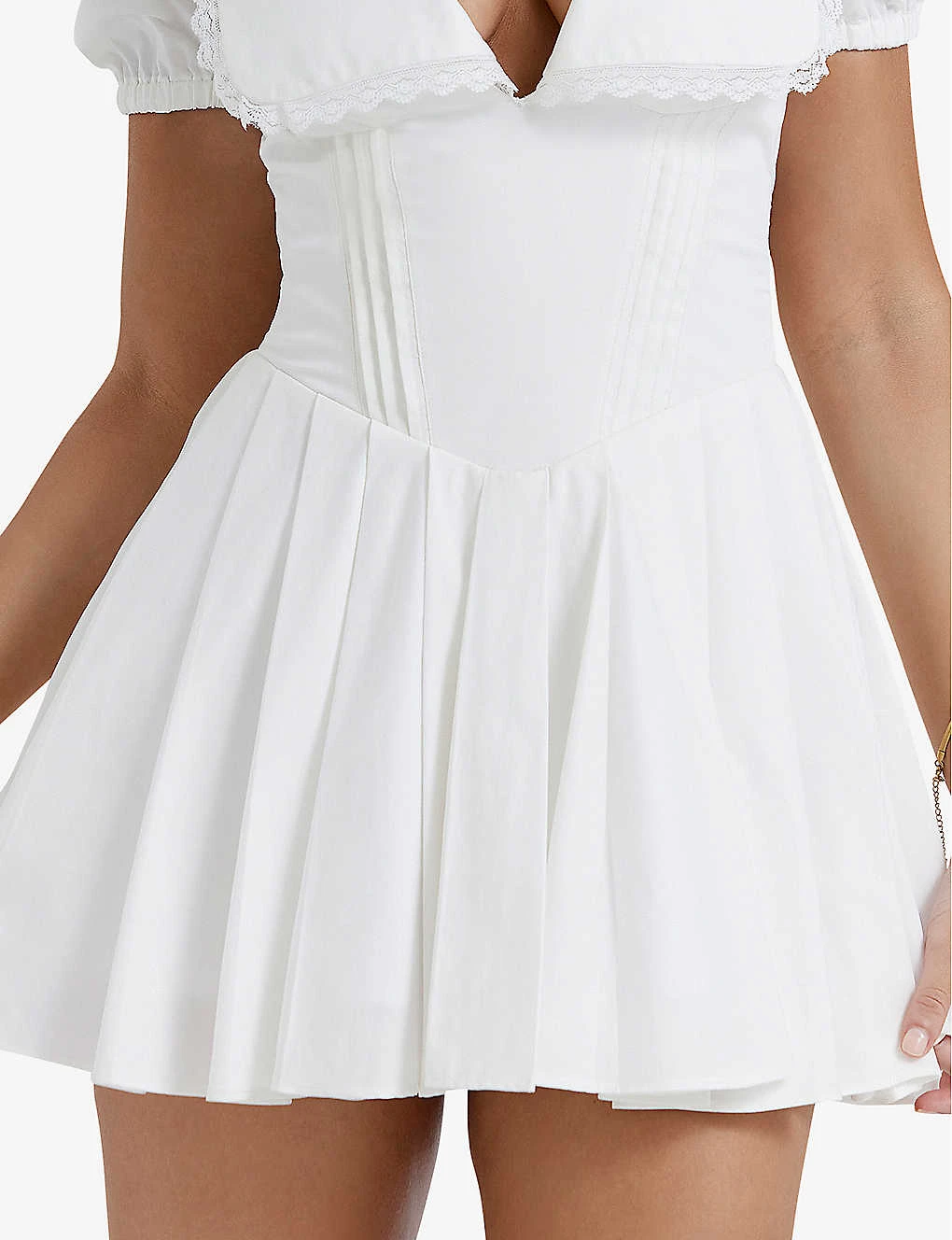 Piera Oversize-collar Puff-sleeve Stretch-cotton Mini Dress - Image 5