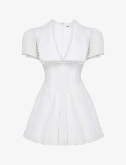 Piera Oversize-collar Puff-sleeve Stretch-cotton Mini Dress