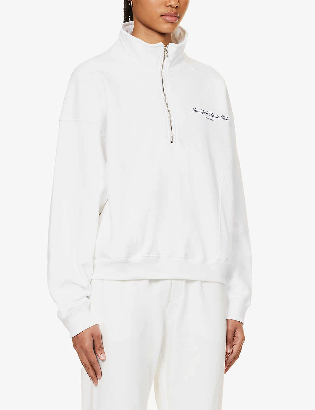 Tennis Club Logo-print Quarter-zip Cotton Sweatshirt - Image 3