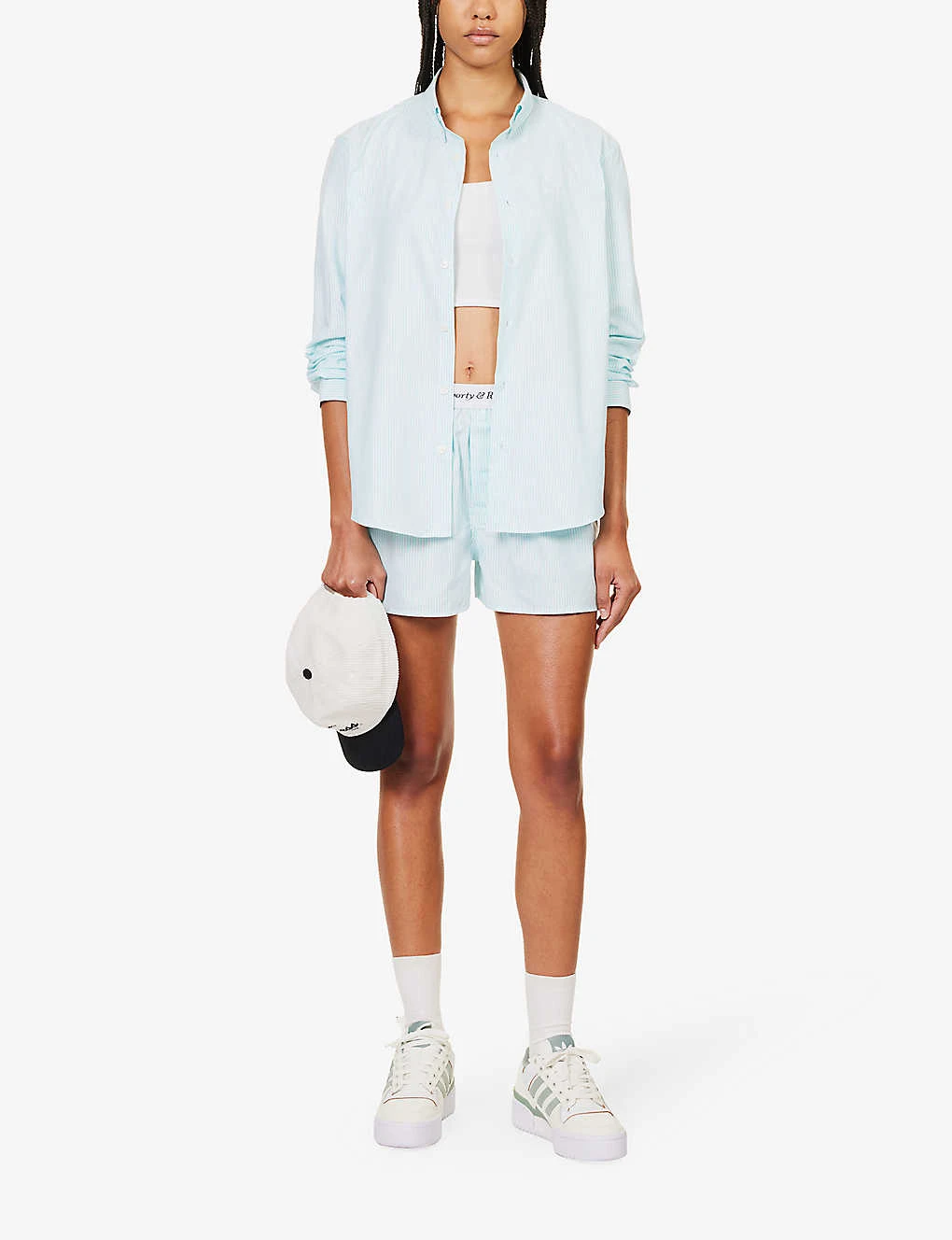 Oxford Striped Cotton Shorts - Image 2